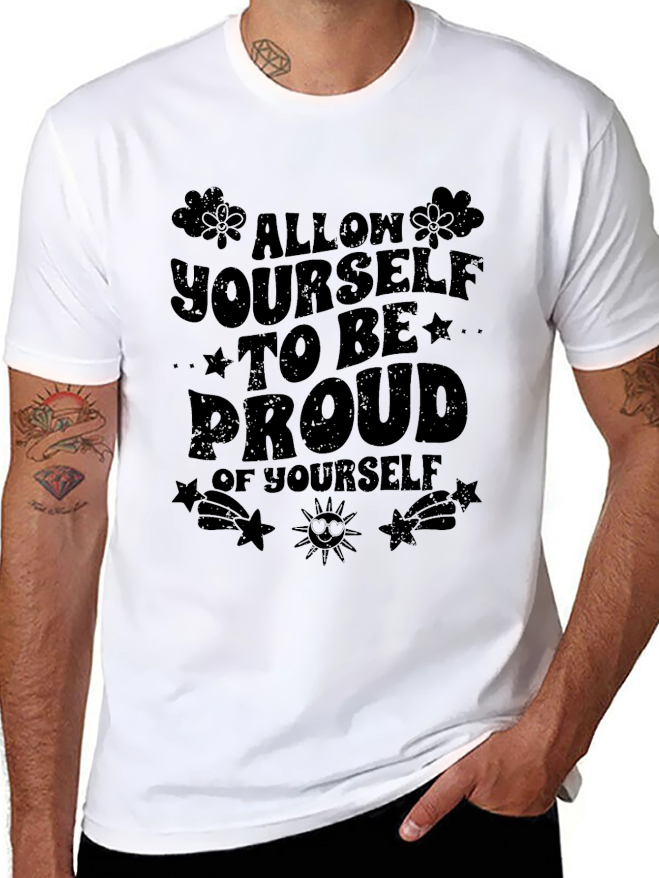Proud Yourself Black Graphic Tee