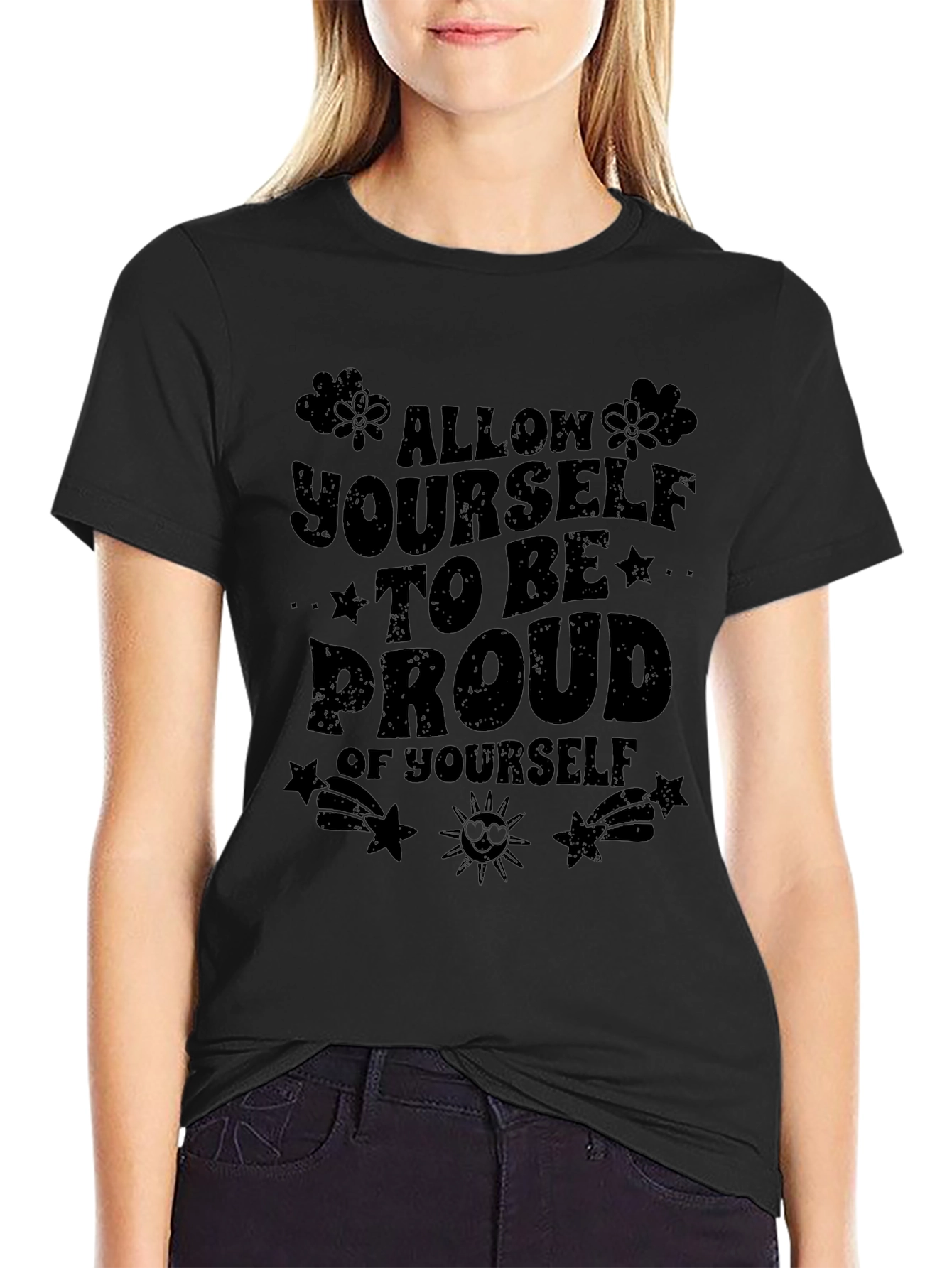 Proud Yourself Black Graphic Tee