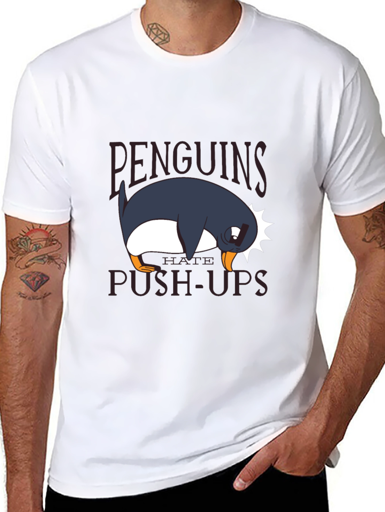 Penguins Hate Push-Ups Black T-Shirt