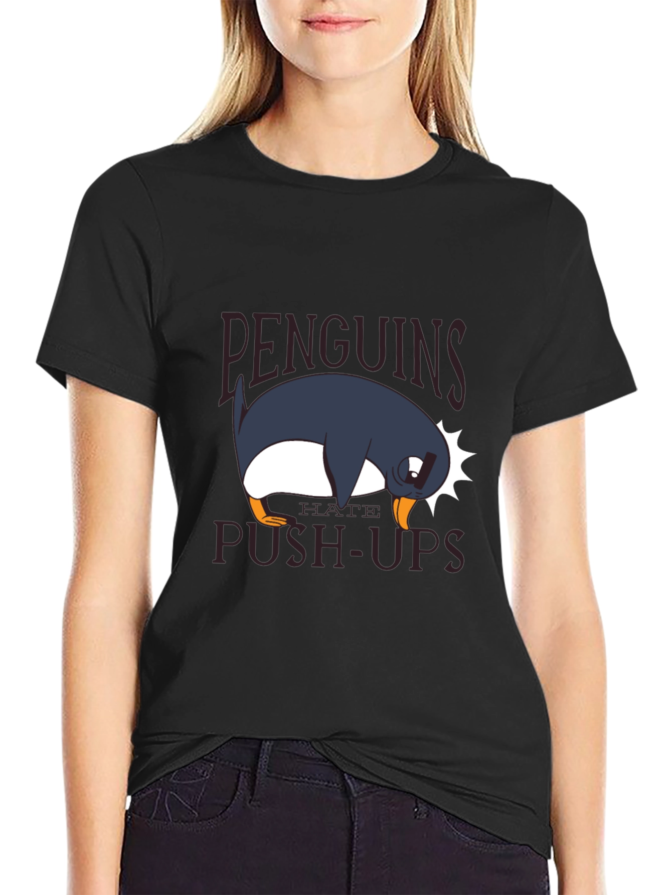 Penguins Hate Push-Ups Black T-Shirt