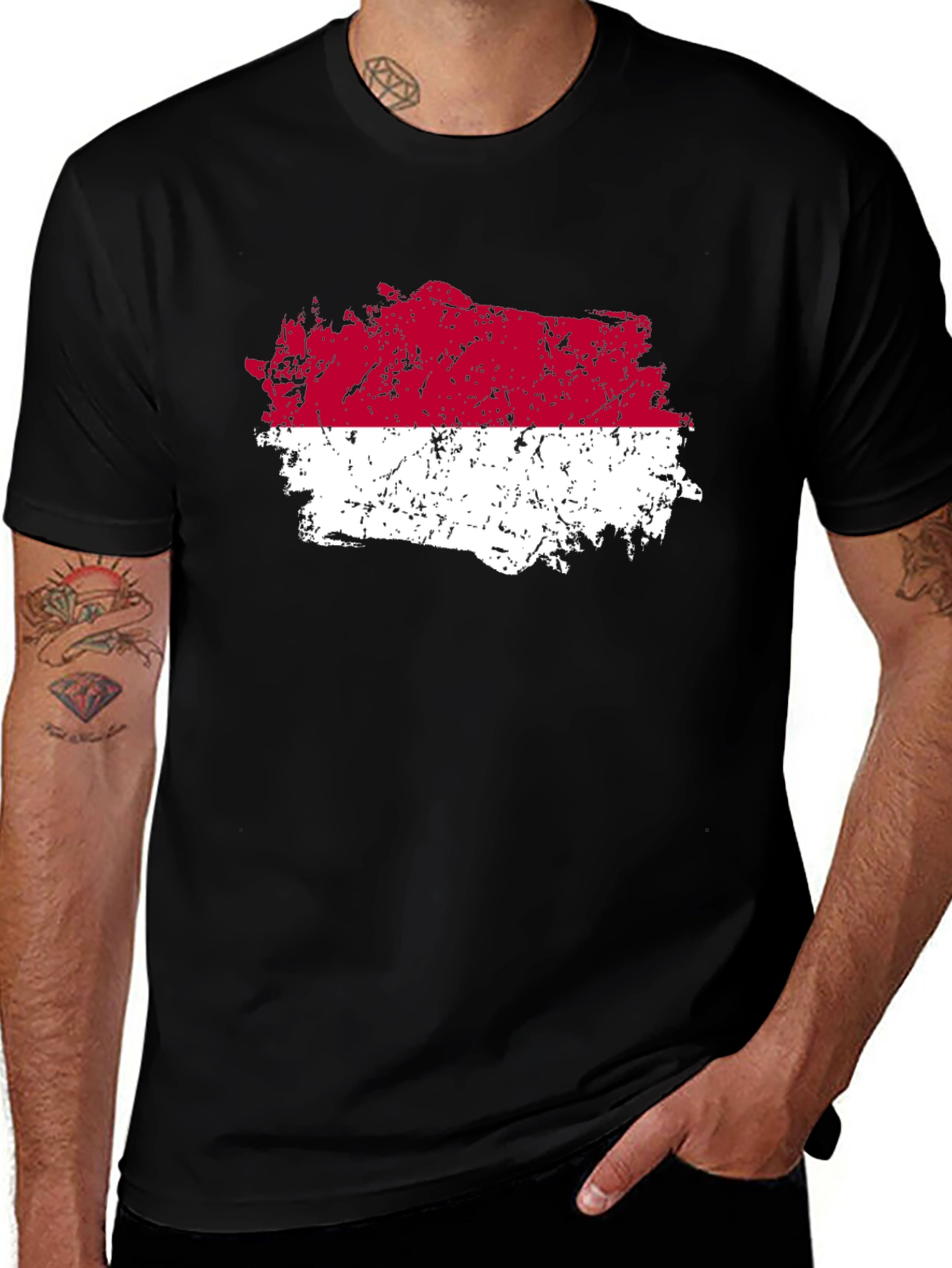 Indonesia Flag T-Shirt - Distressed Graphic Tee