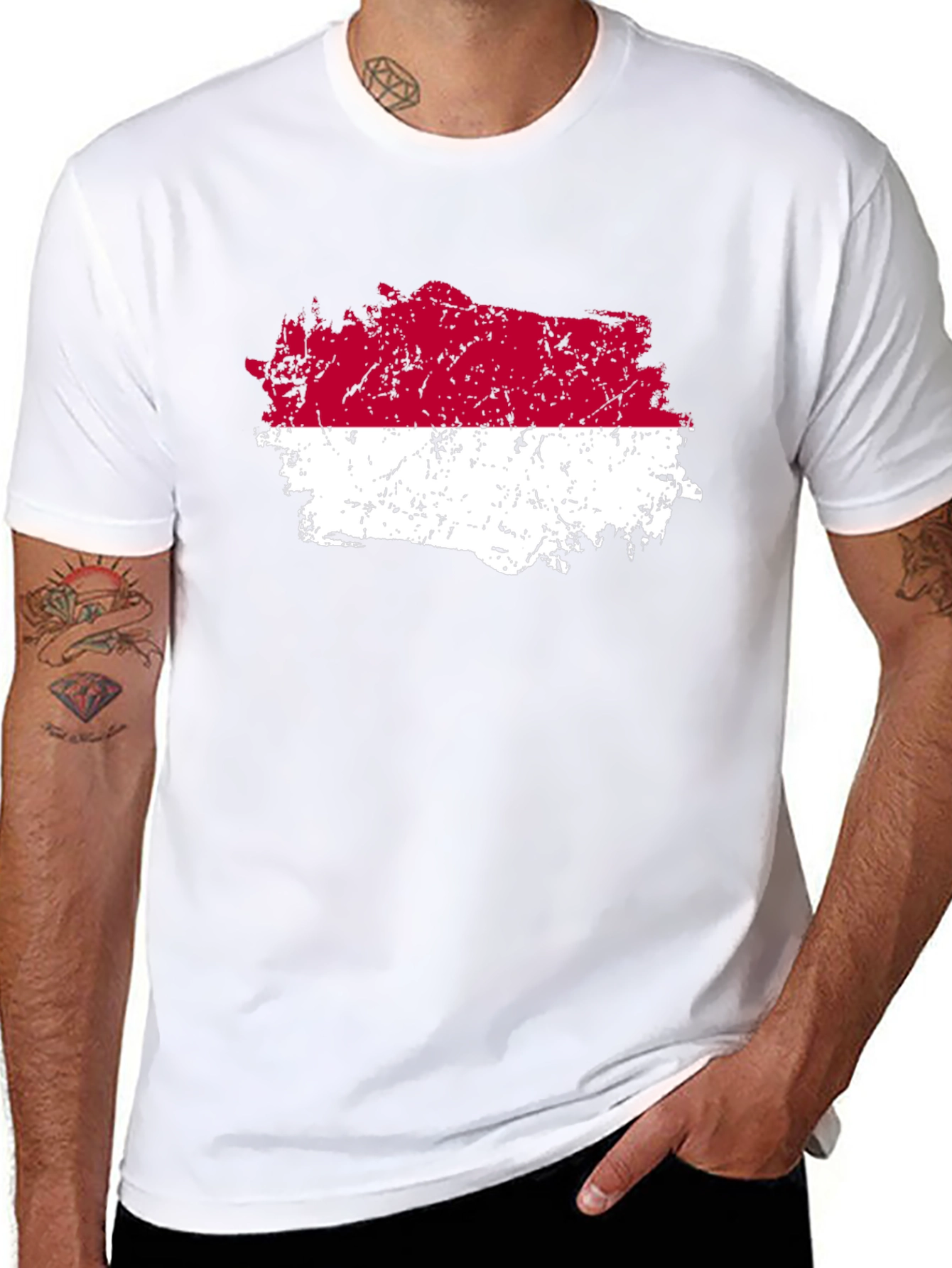 Indonesia Flag T-Shirt - Distressed Graphic Tee