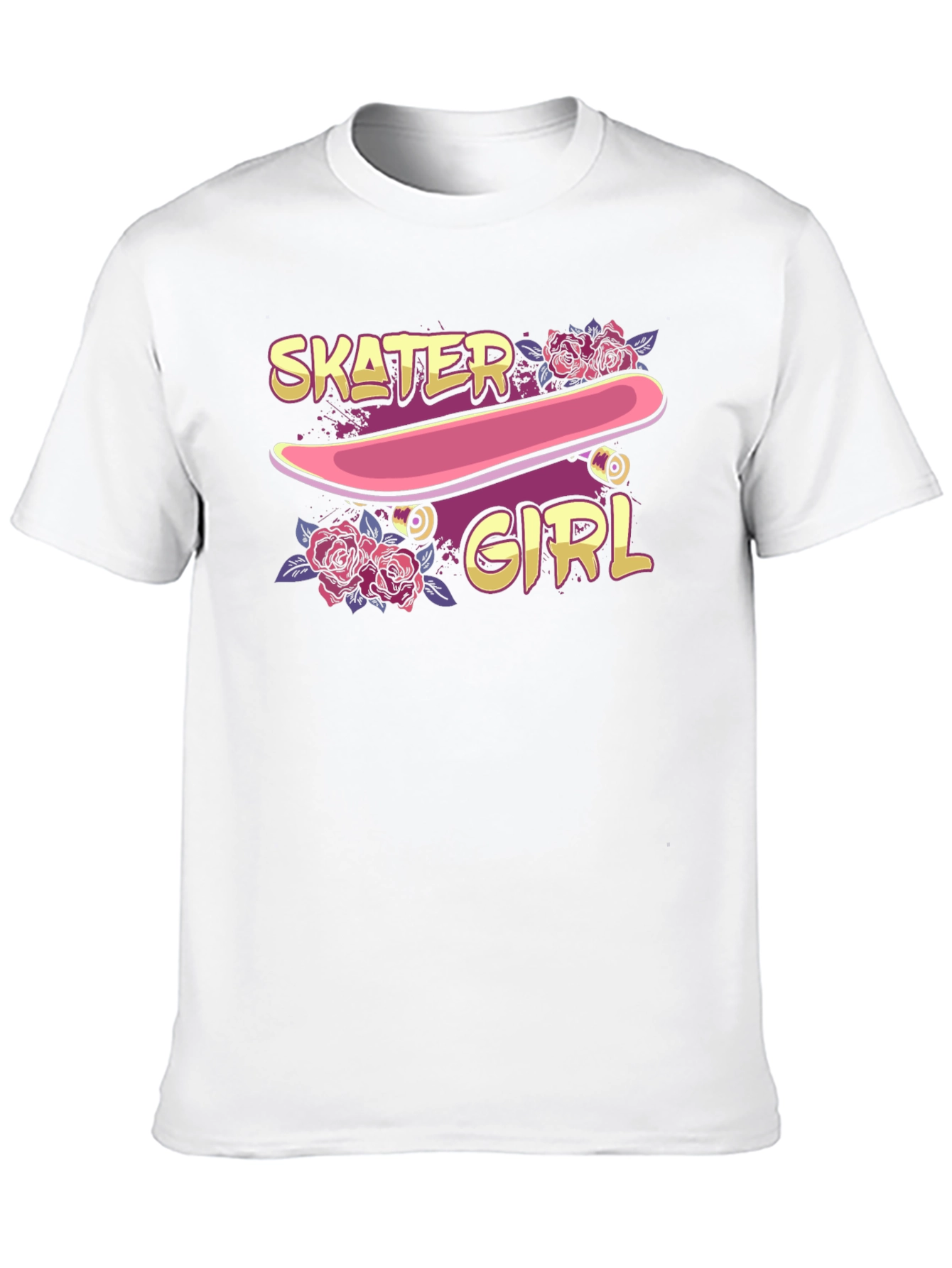 Skater Girl Graphic T-Shirt - Black Crew Neck Tee