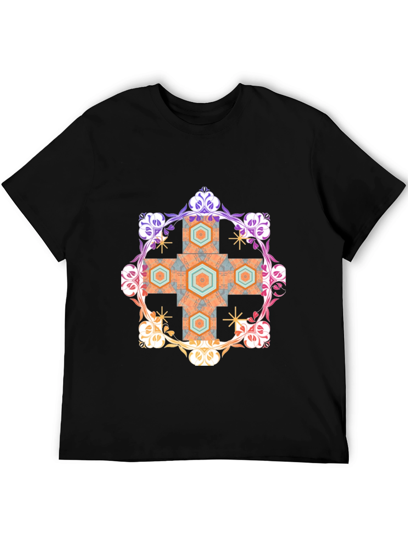 Geometric Ornament Black T-Shirt