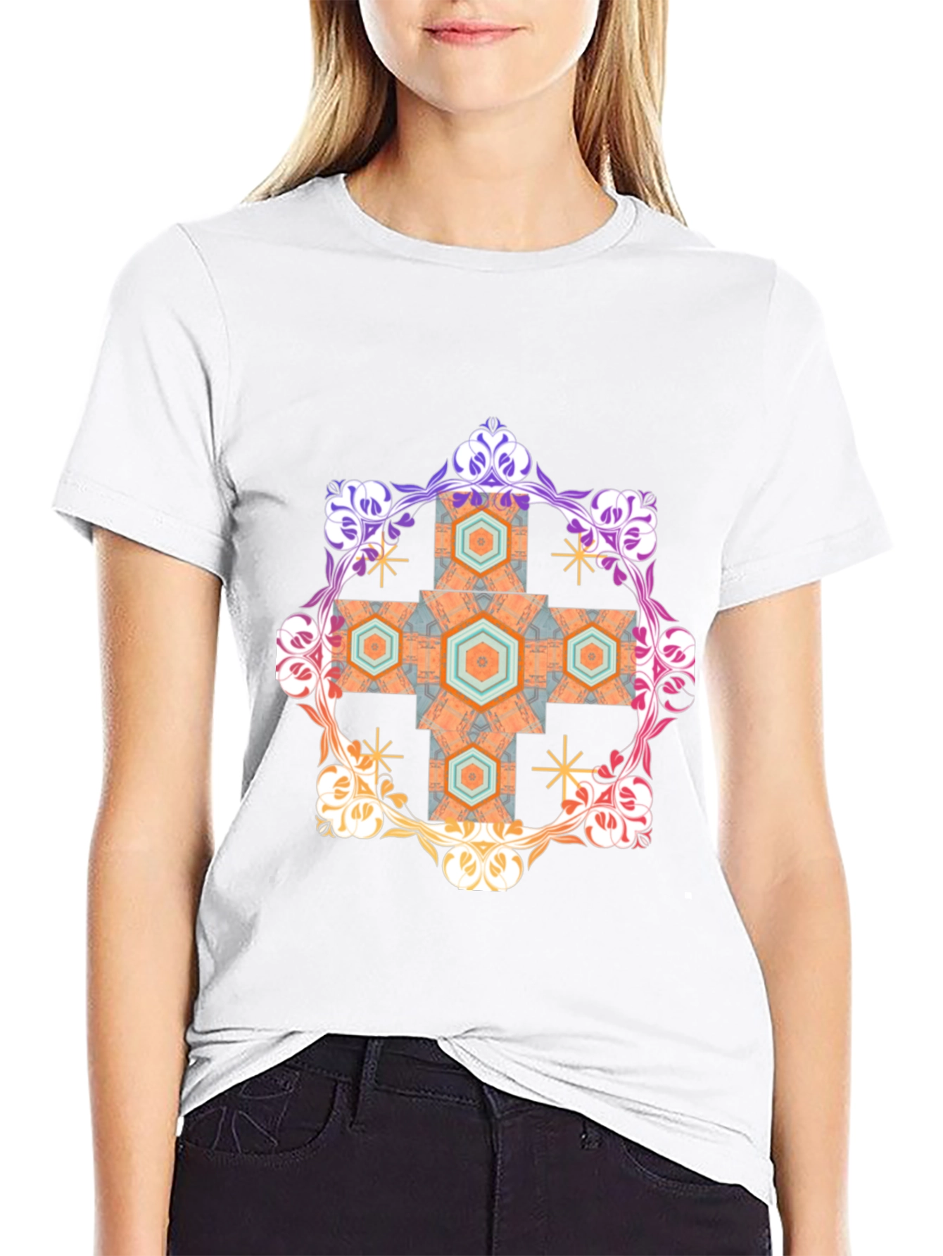 Geometric Ornament Black T-Shirt