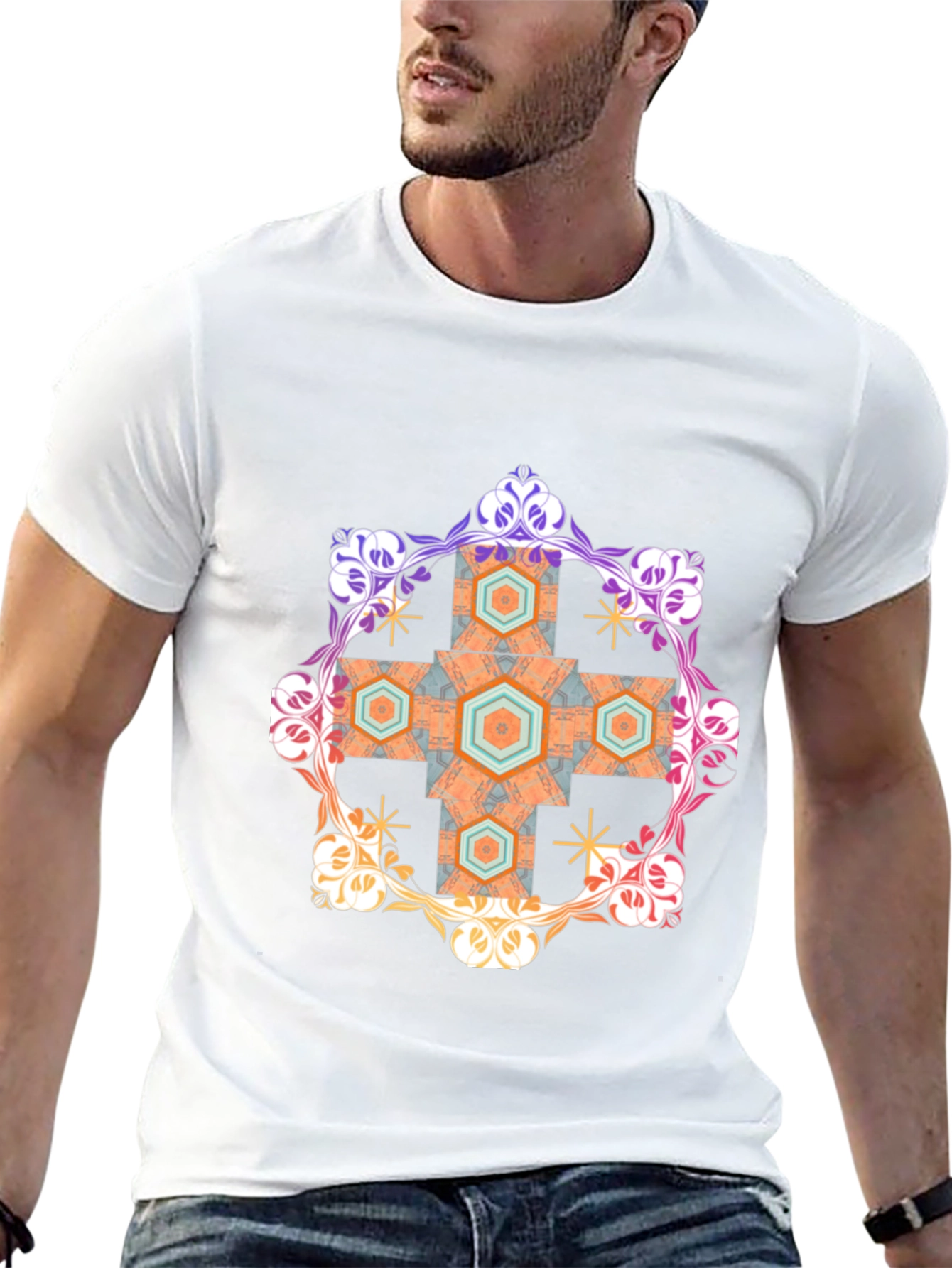 Geometric Ornament Black T-Shirt