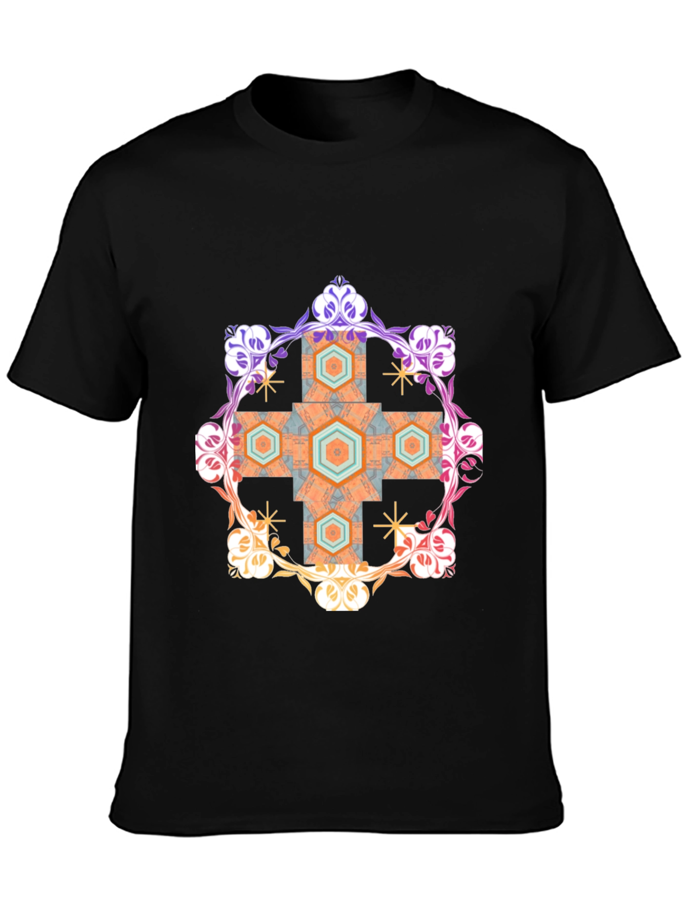 Geometric Ornament Black T-Shirt