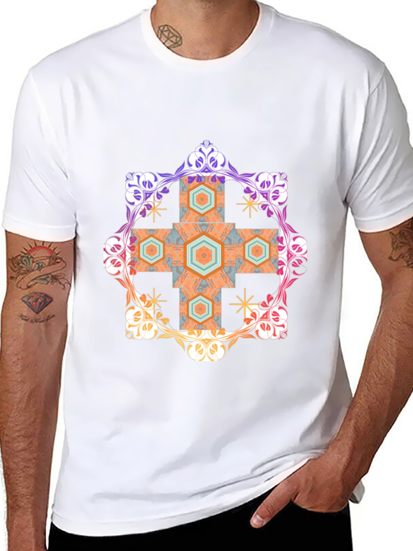 Geometric Ornament Black T-Shirt