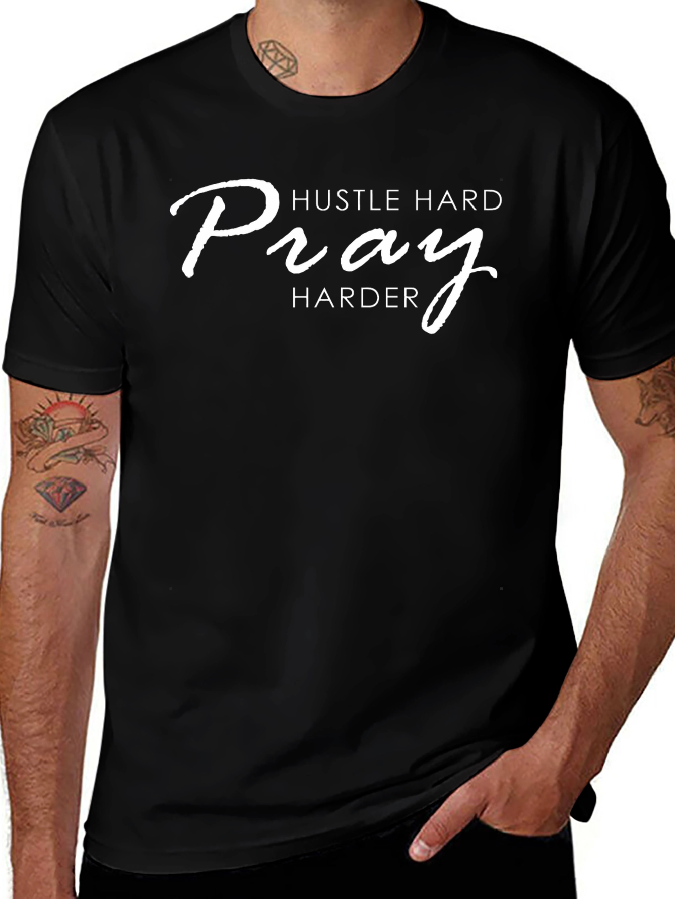 Hustle Hard Pray Harder Black T-Shirt