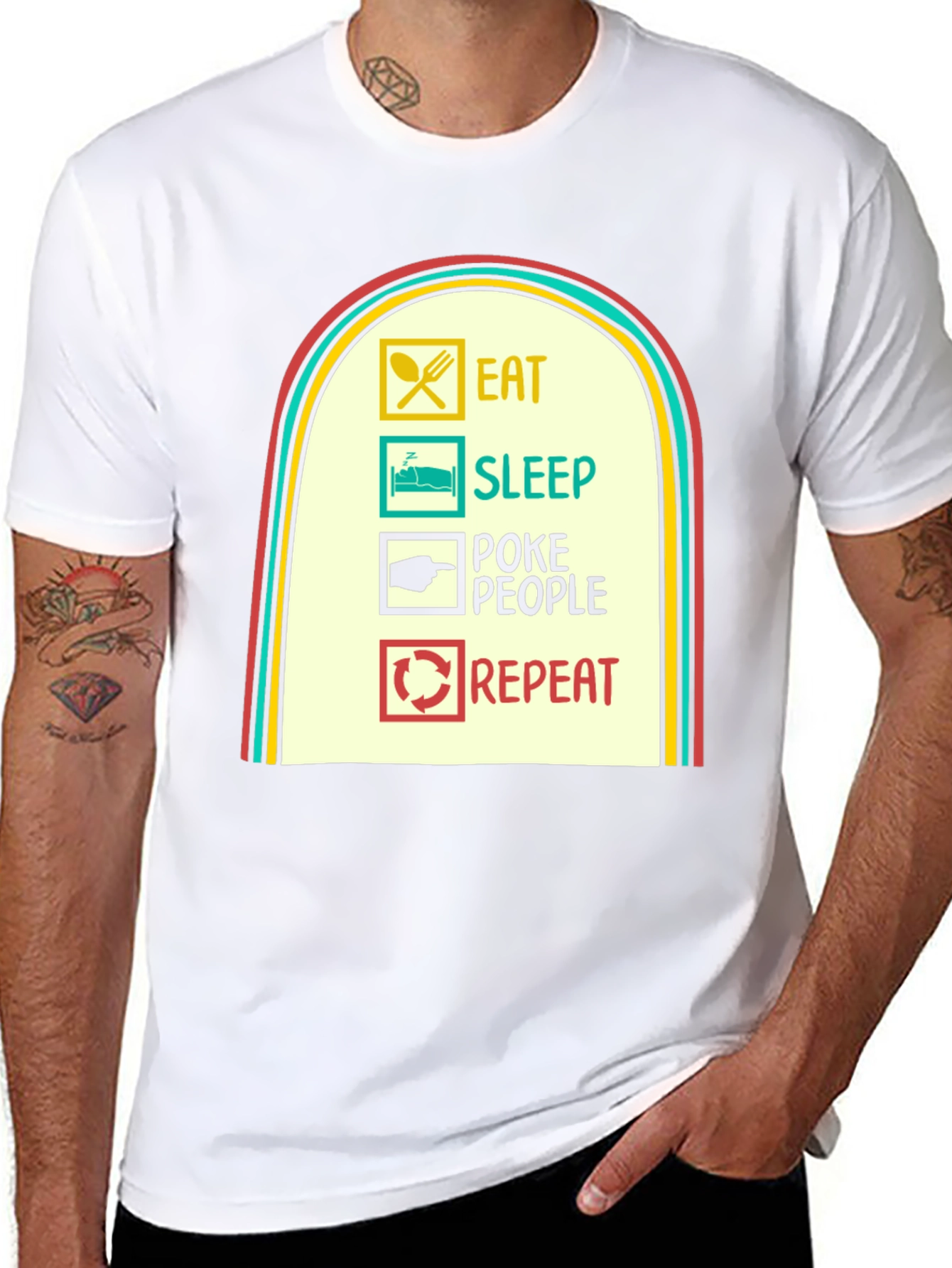 Eat Sleep Poke People Repeat Graphic Tee