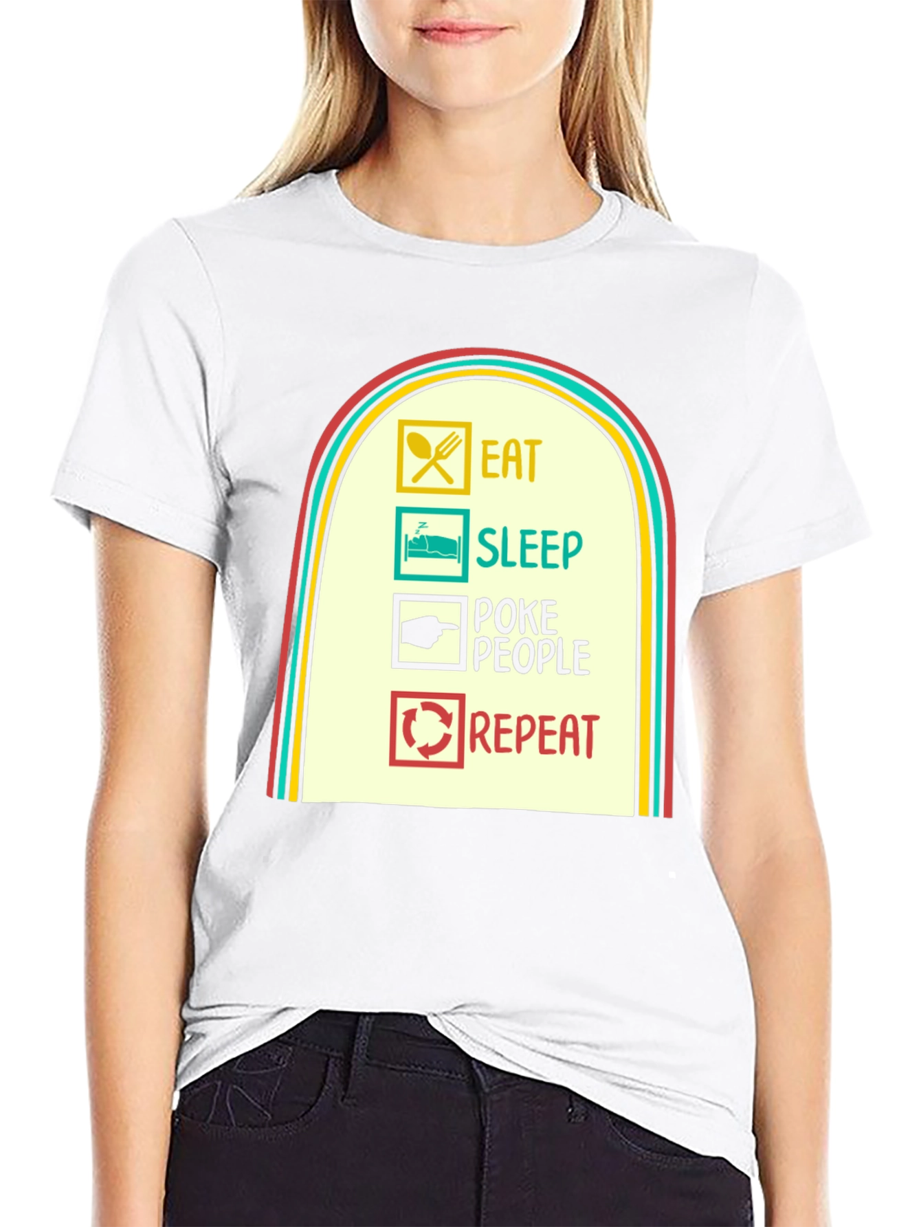 Eat Sleep Poke People Repeat Graphic Tee