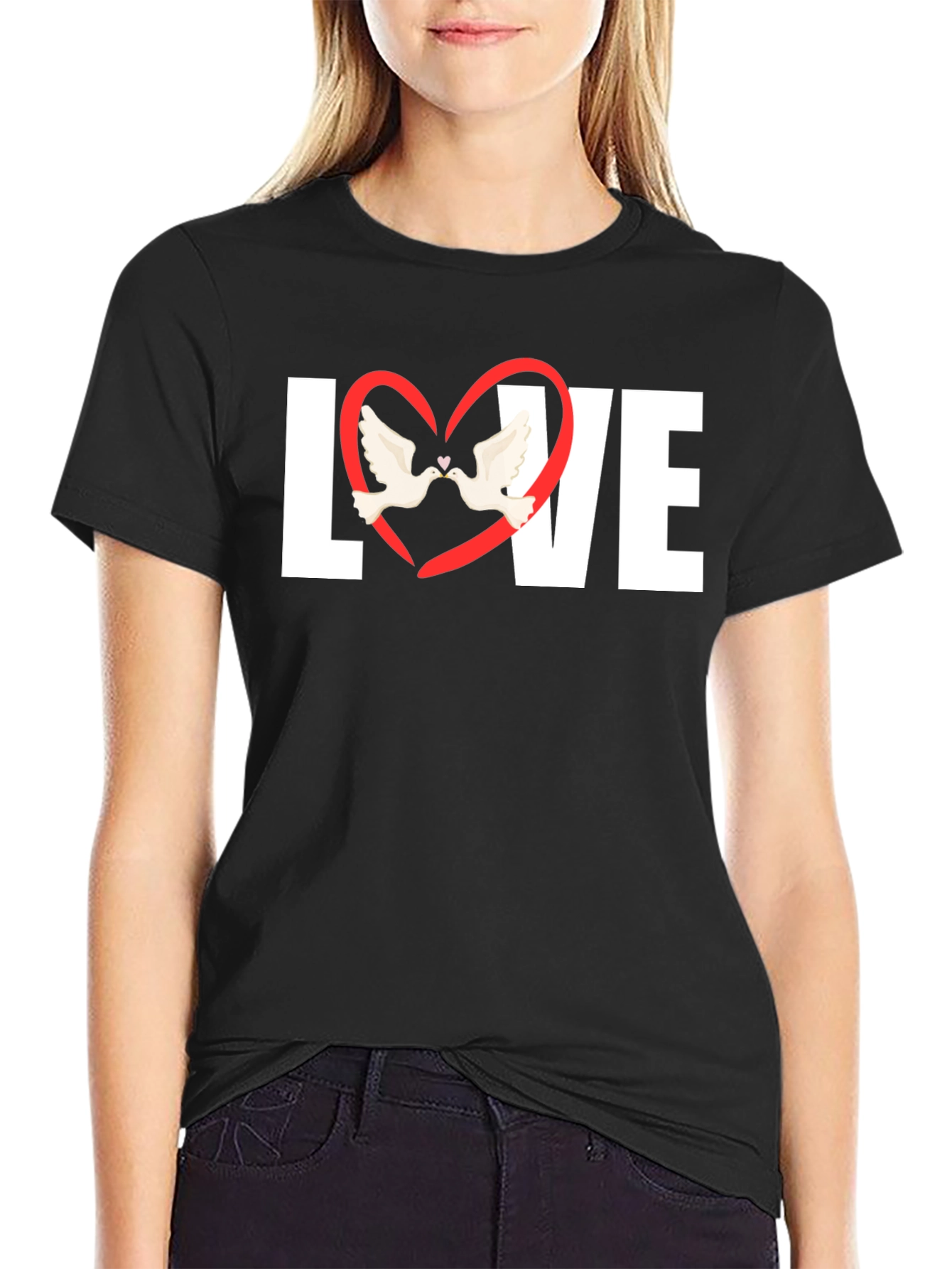 Love Heart Doves Graphic T-Shirt