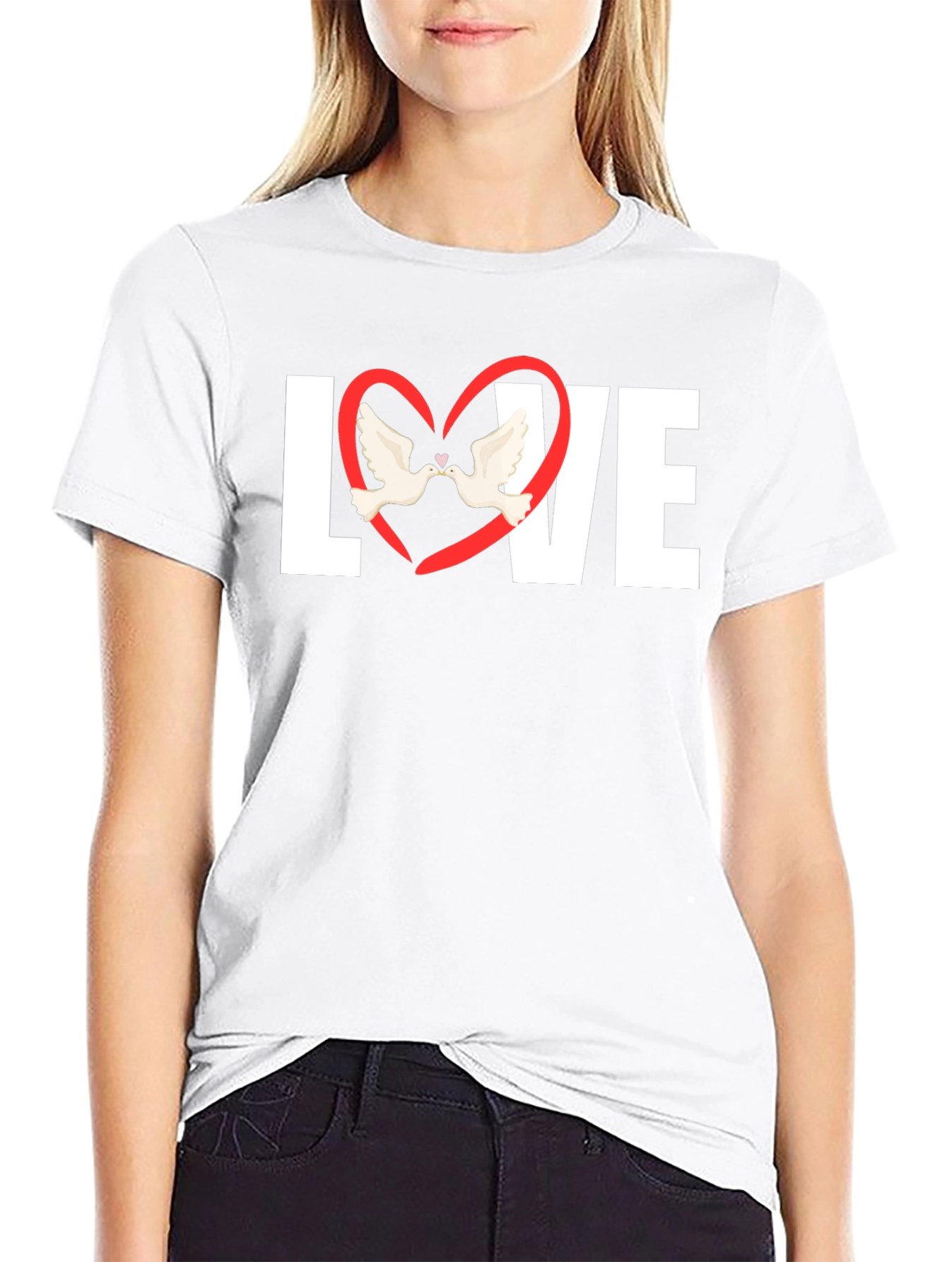 Love Heart Doves Graphic T-Shirt