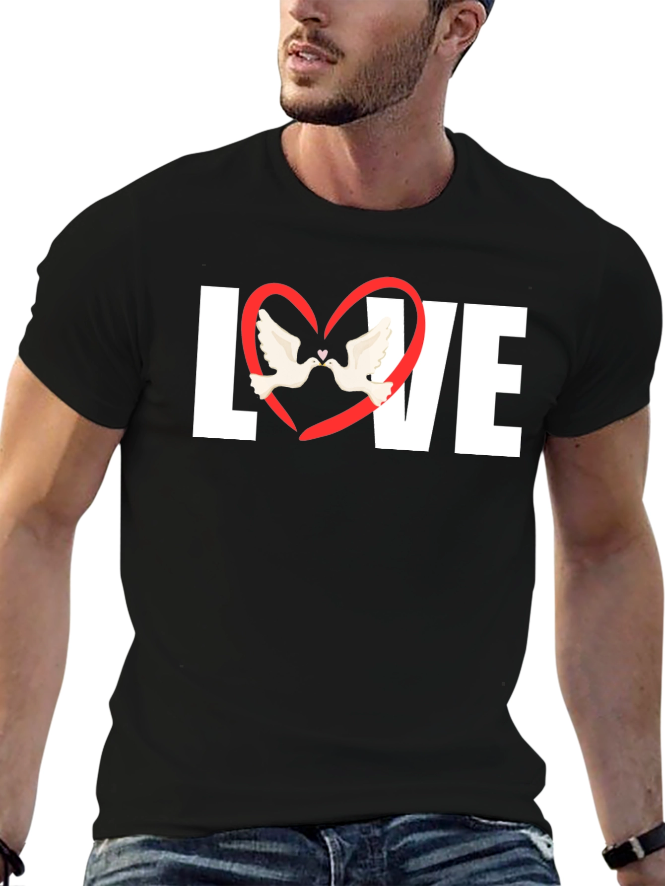 Love Heart Doves Graphic T-Shirt