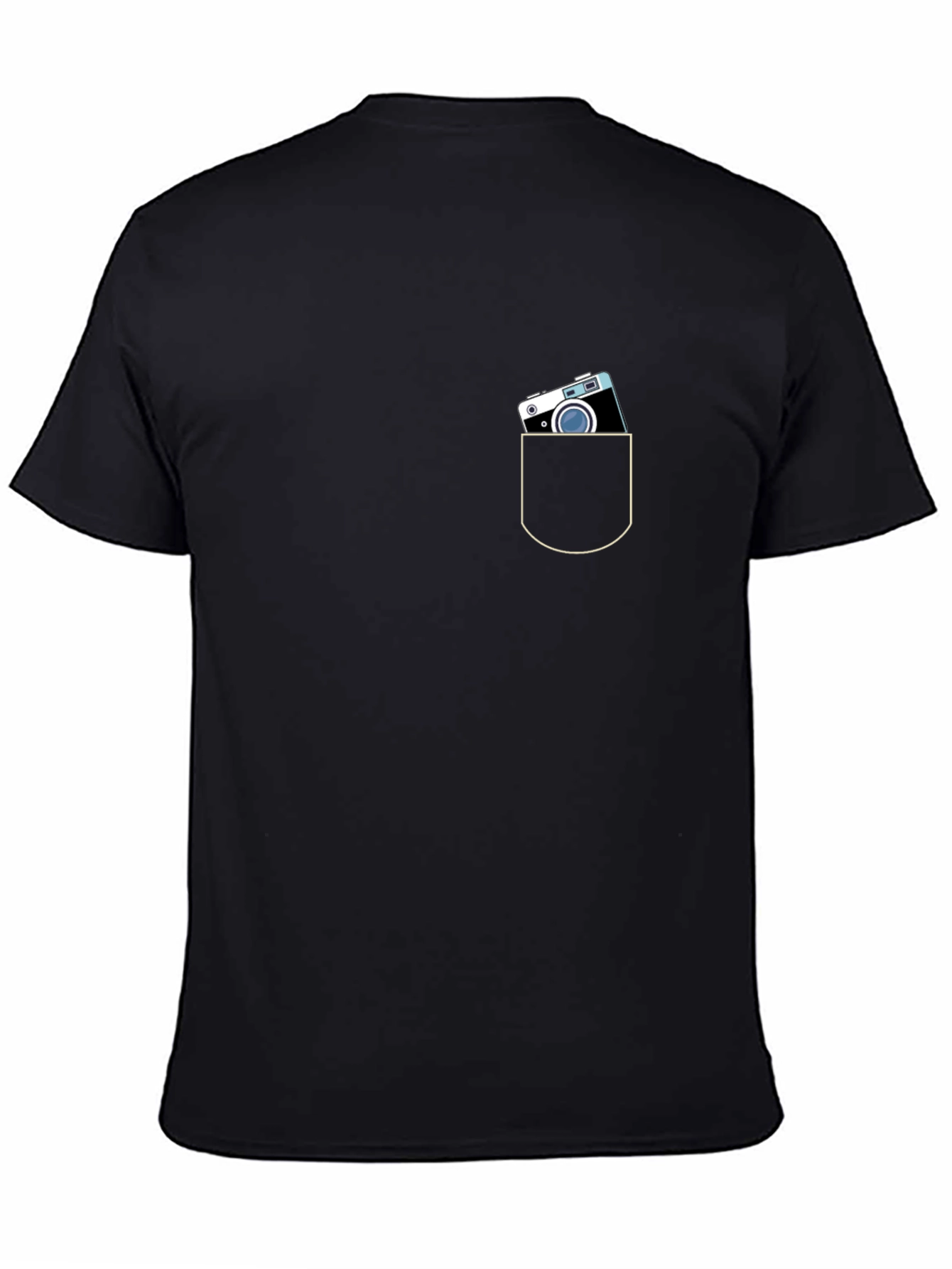 Retro Camera Pocket Black T-Shirt