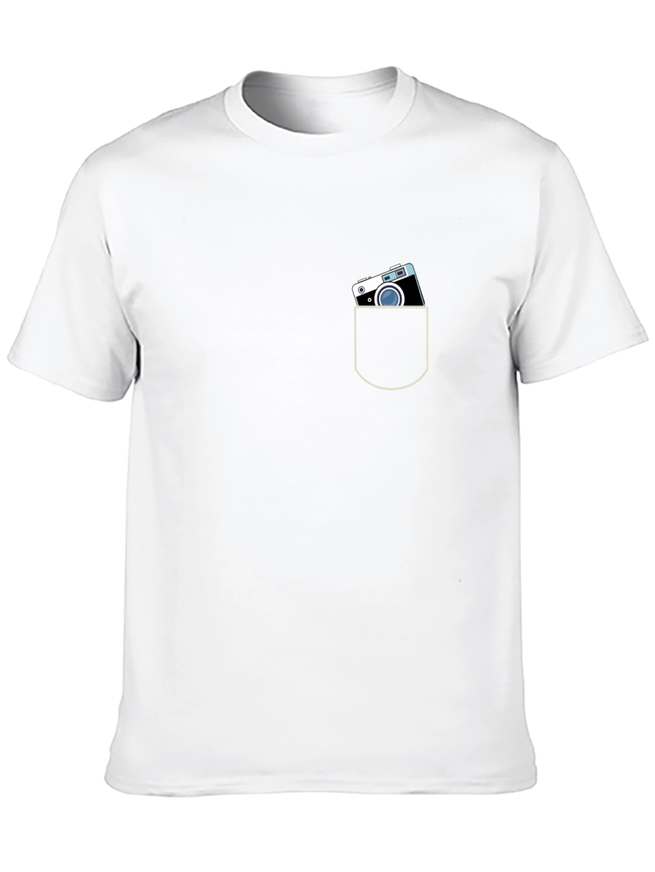 Retro Camera Pocket Black T-Shirt