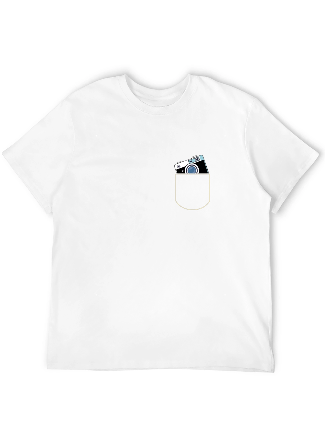 Retro Camera Pocket Black T-Shirt