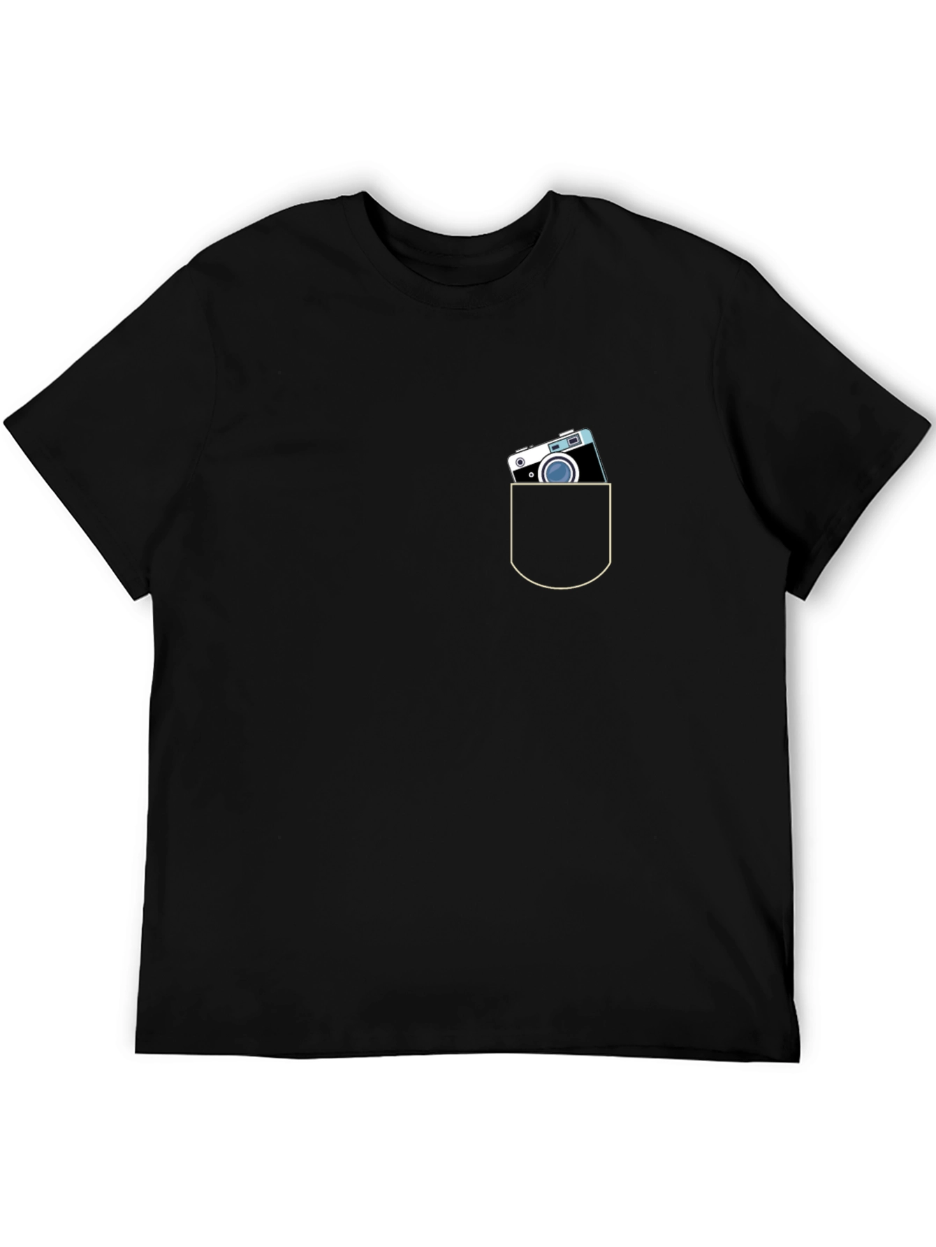 Retro Camera Pocket Black T-Shirt