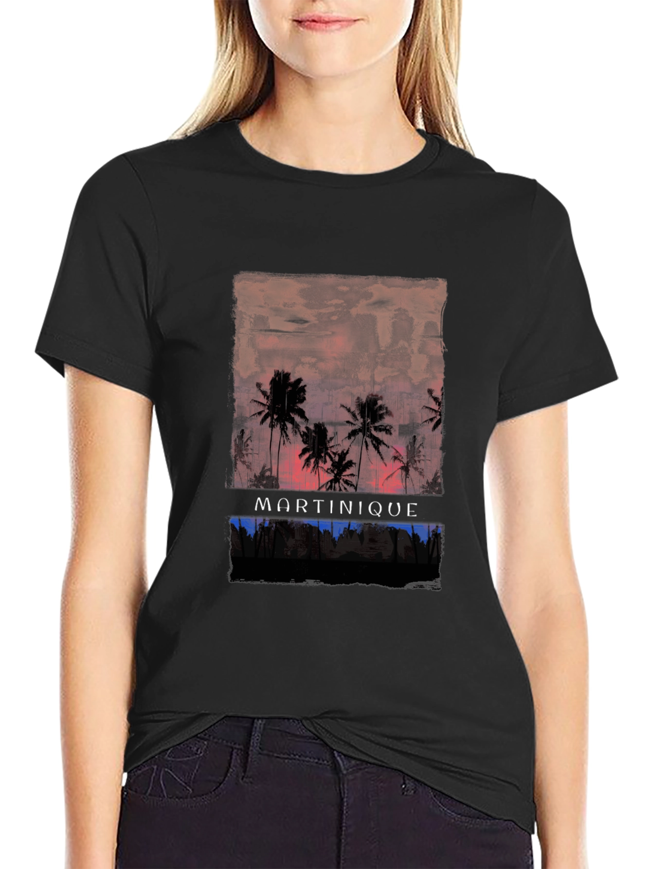 Martinique Palm Tree Sunset Graphic Tee