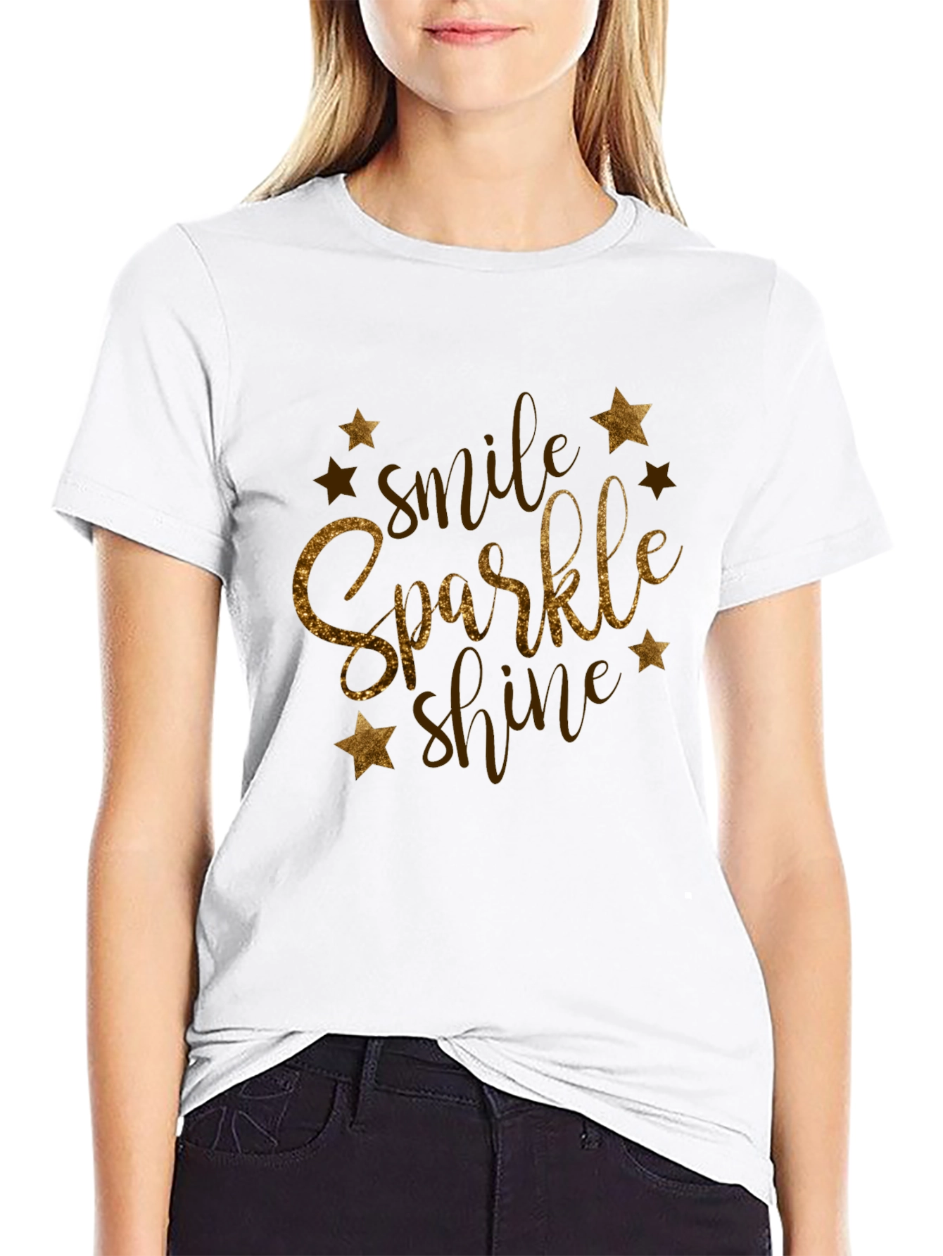 Smile Sparkle Shine Black Graphic Tee
