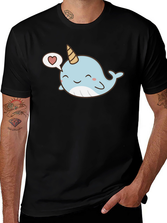 Cute Narwhal Love Black T-Shirt
