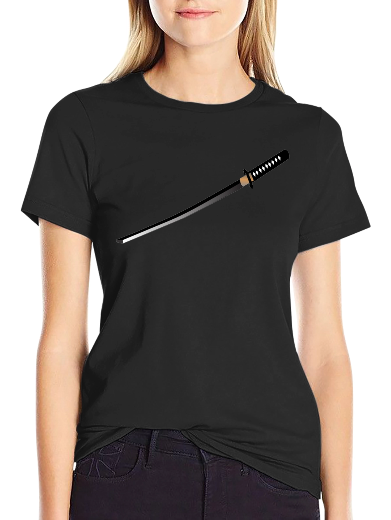Katana Graphic T-Shirt - Black Crew Neck Tee