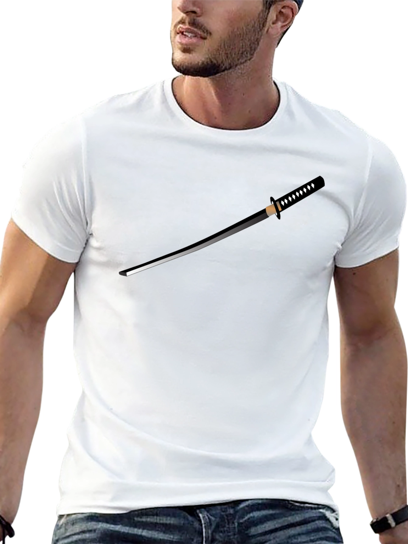 Katana Graphic T-Shirt - Black Crew Neck Tee