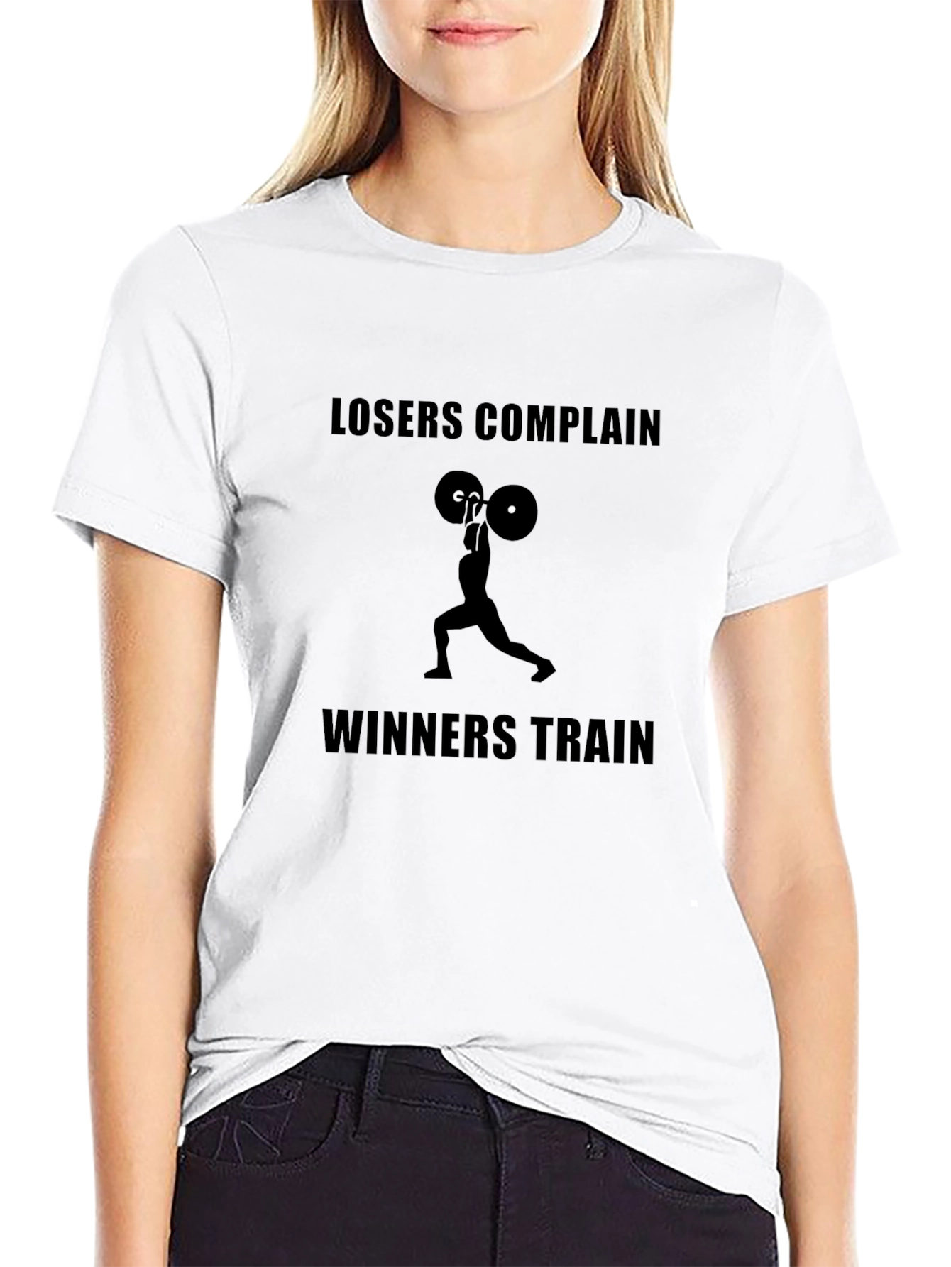 Motivational Workout T-Shirt - Losers Complain Winners Train