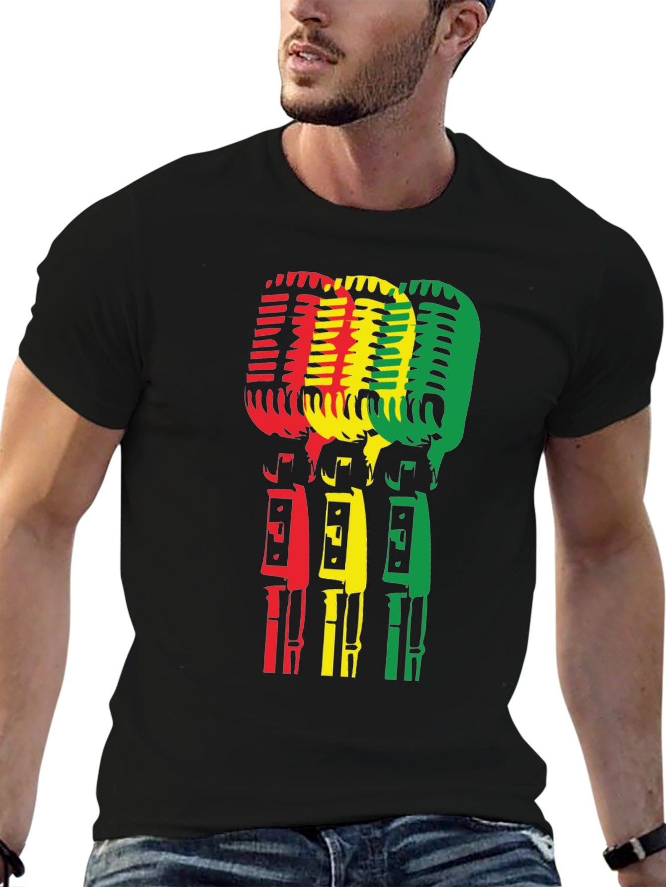 Rasta Microphone Graphic T-Shirt