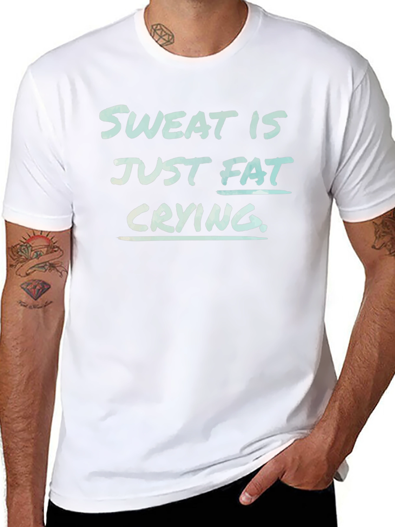 Sweat is Fat Crying Funny Workout Tee