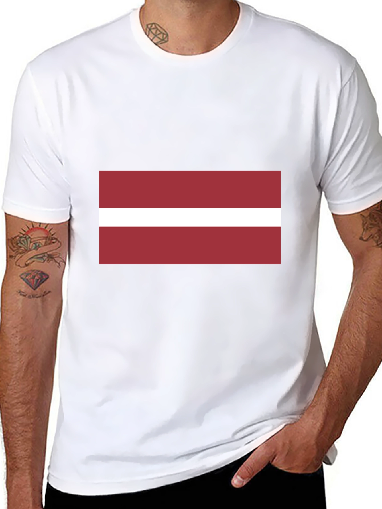 Latvia Flag Black T-Shirt