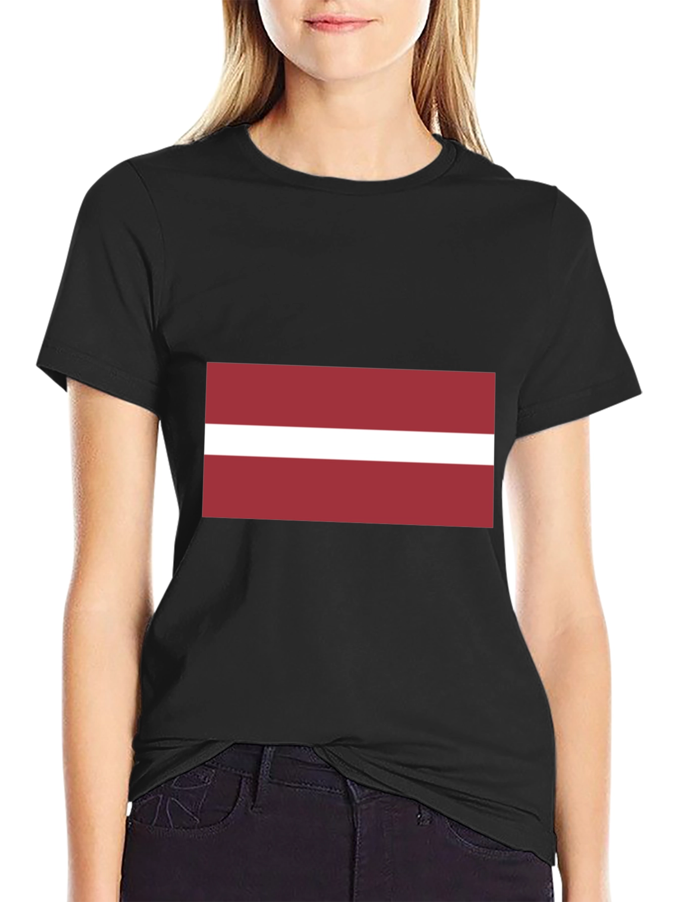 Latvia Flag Black T-Shirt