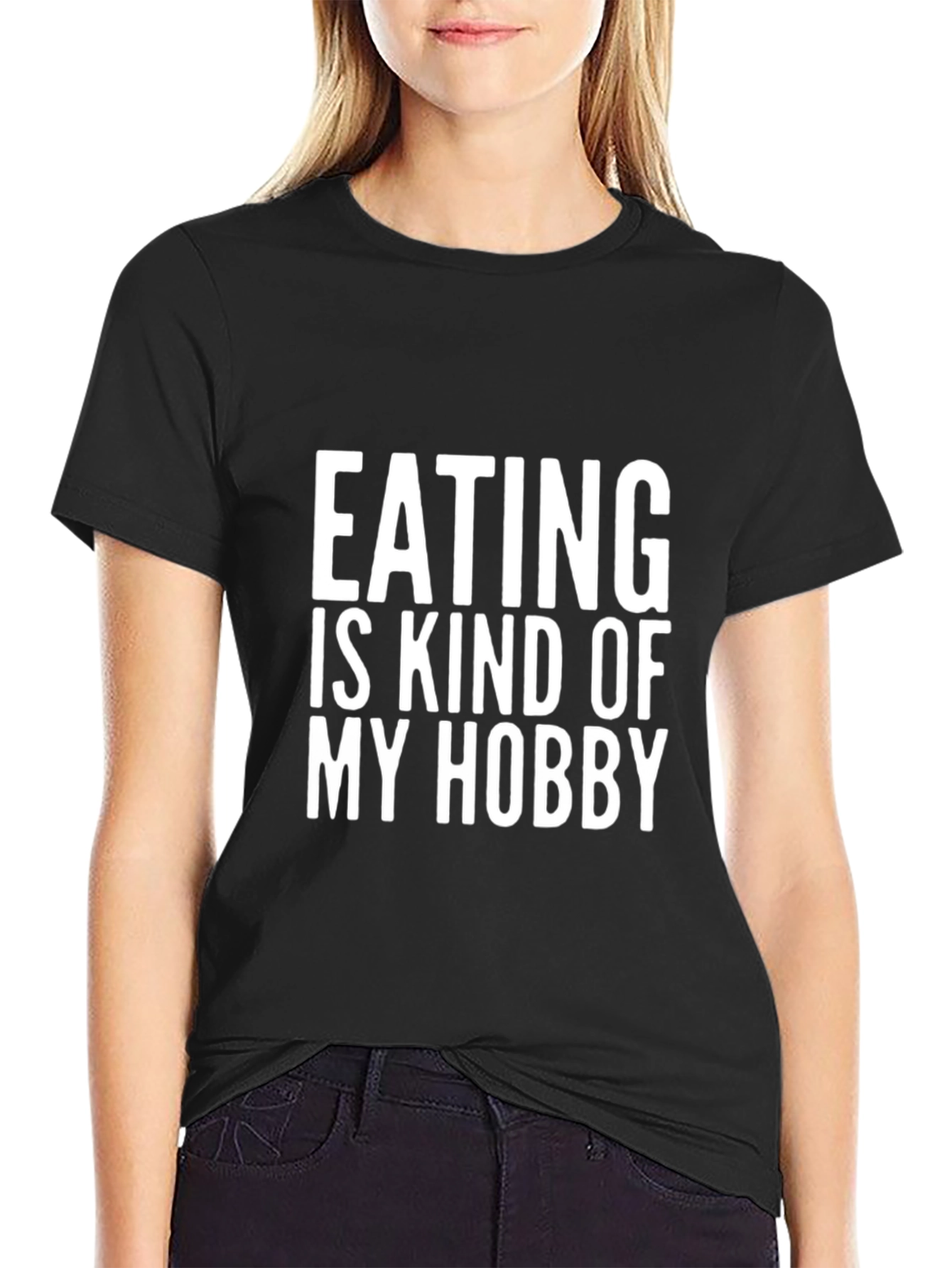 Funny Eating Hobby T-Shirt - Black Cotton Tee