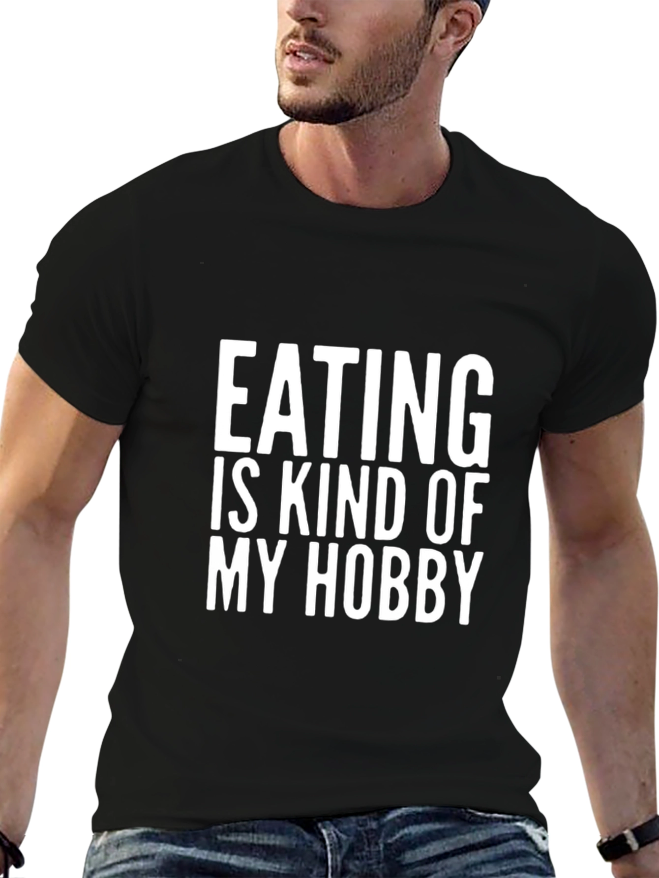 Funny Eating Hobby T-Shirt - Black Cotton Tee