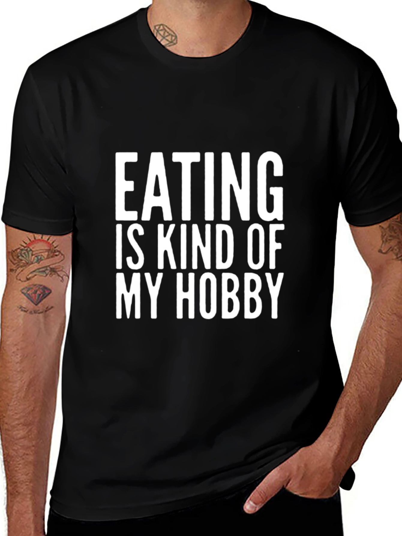 Funny Eating Hobby T-Shirt - Black Cotton Tee