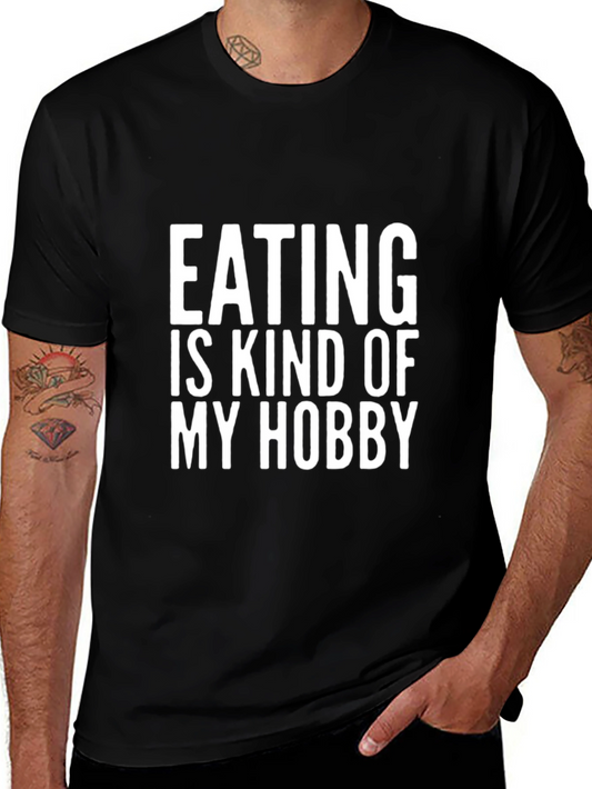 Funny Eating Hobby T-Shirt - Black Cotton Tee