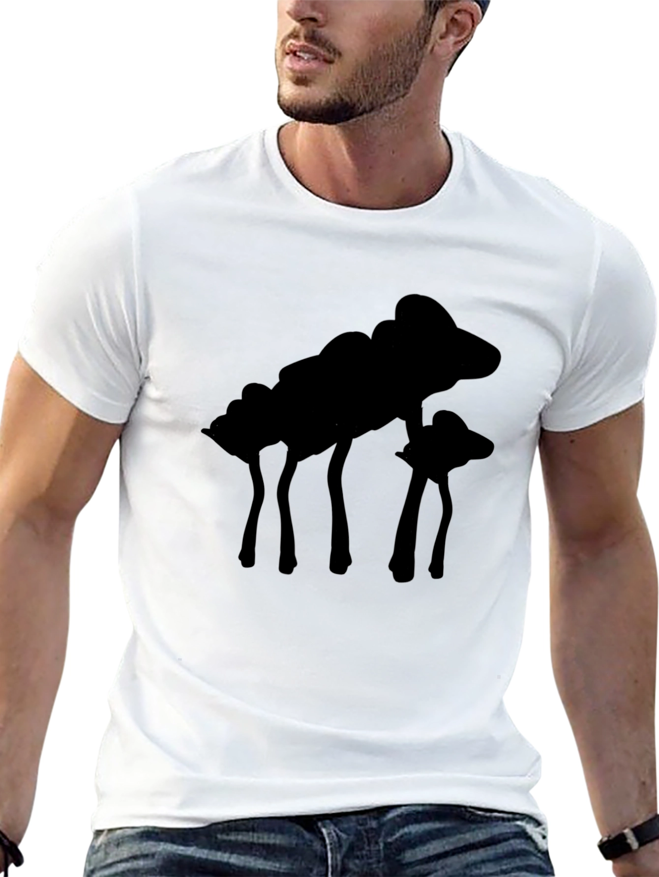 Silhouette Mushroom Graphic Black T-Shirt
