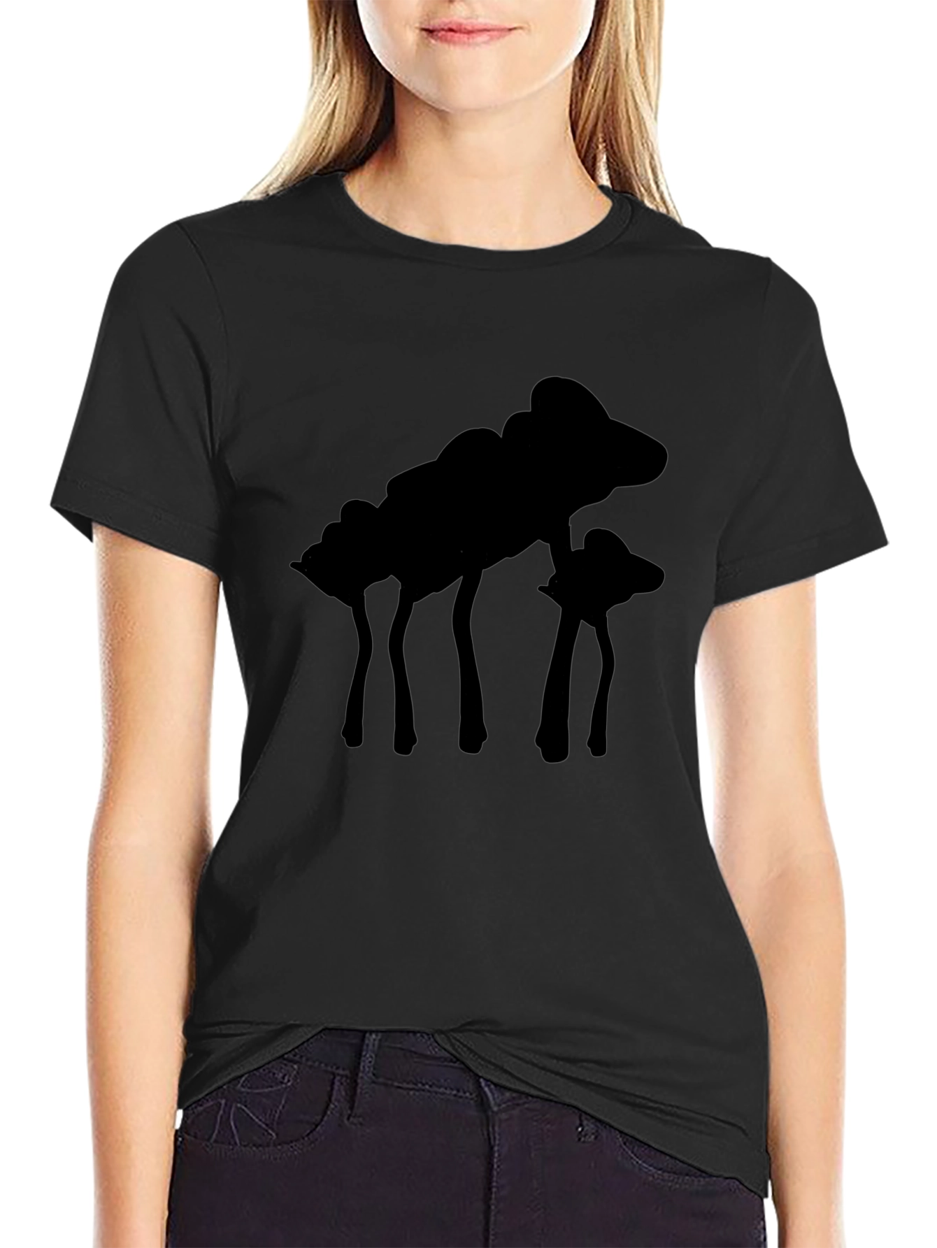 Silhouette Mushroom Graphic Black T-Shirt