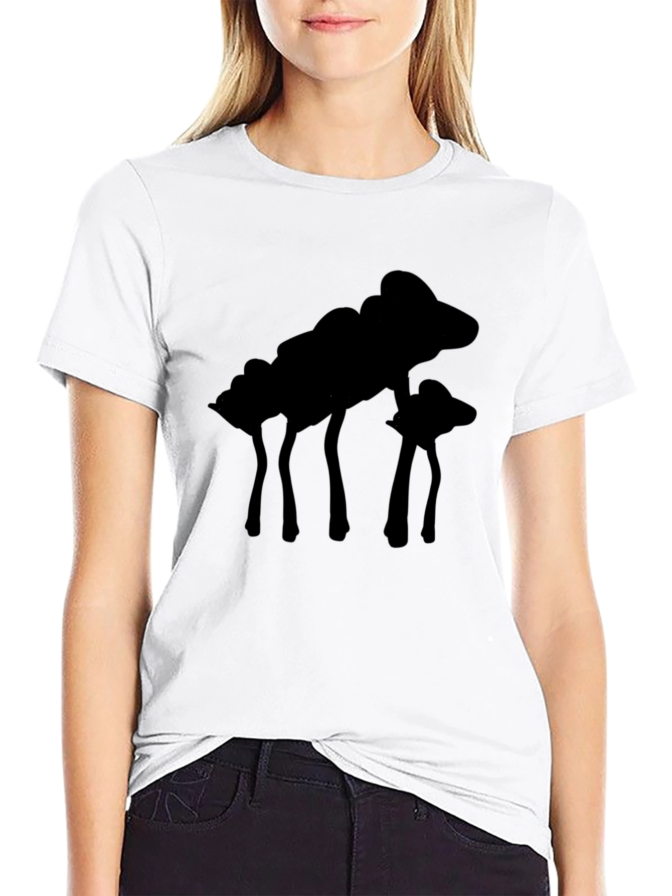 Silhouette Mushroom Graphic Black T-Shirt
