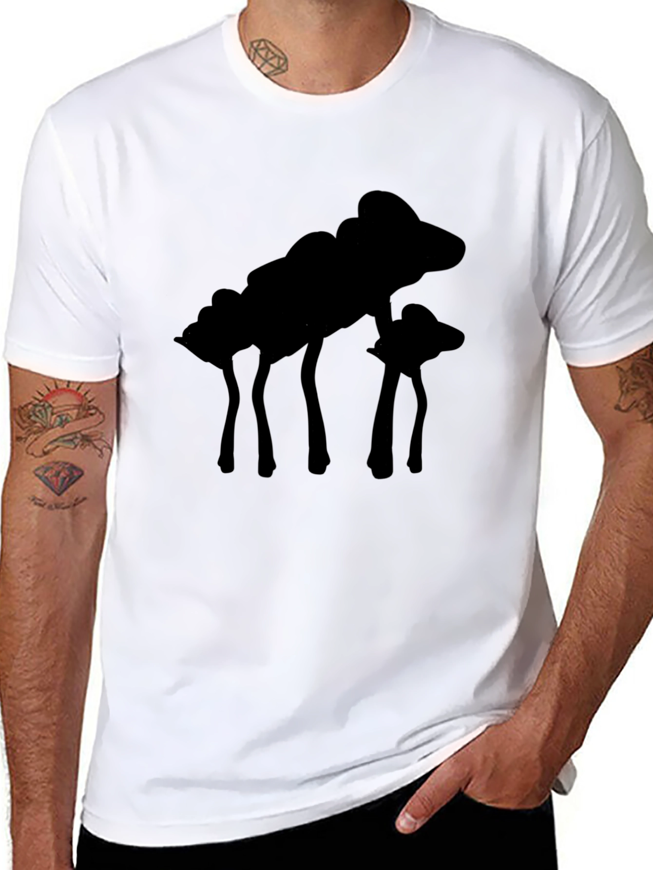 Silhouette Mushroom Graphic Black T-Shirt