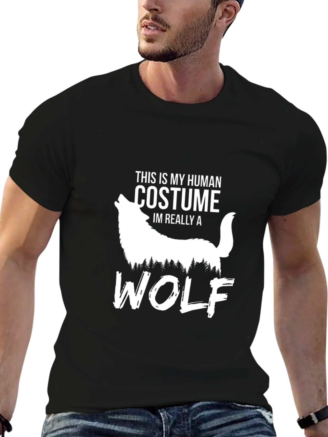 Human Costume Wolf T-Shirt - Funny Werewolf Tee