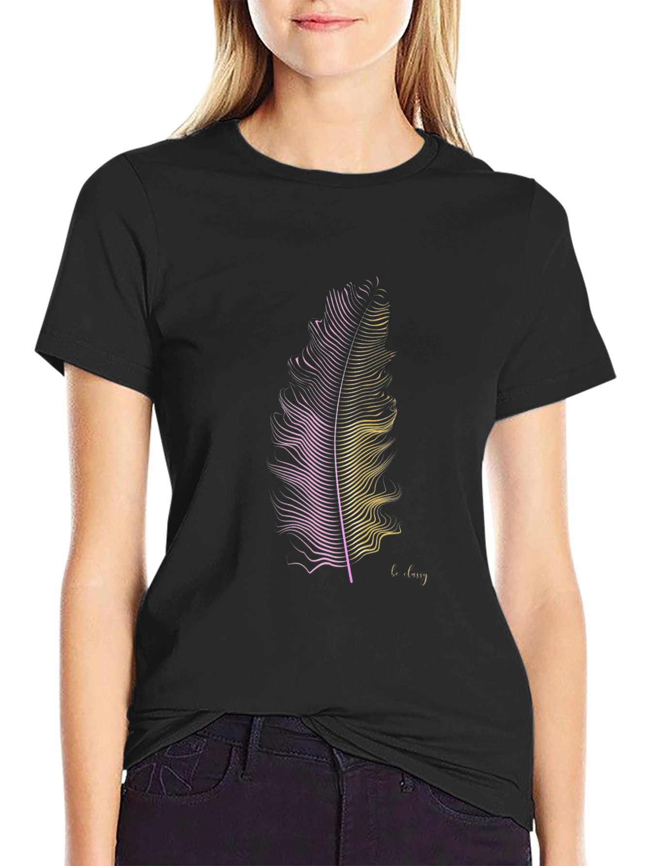 Feather Graphic Print T-Shirt