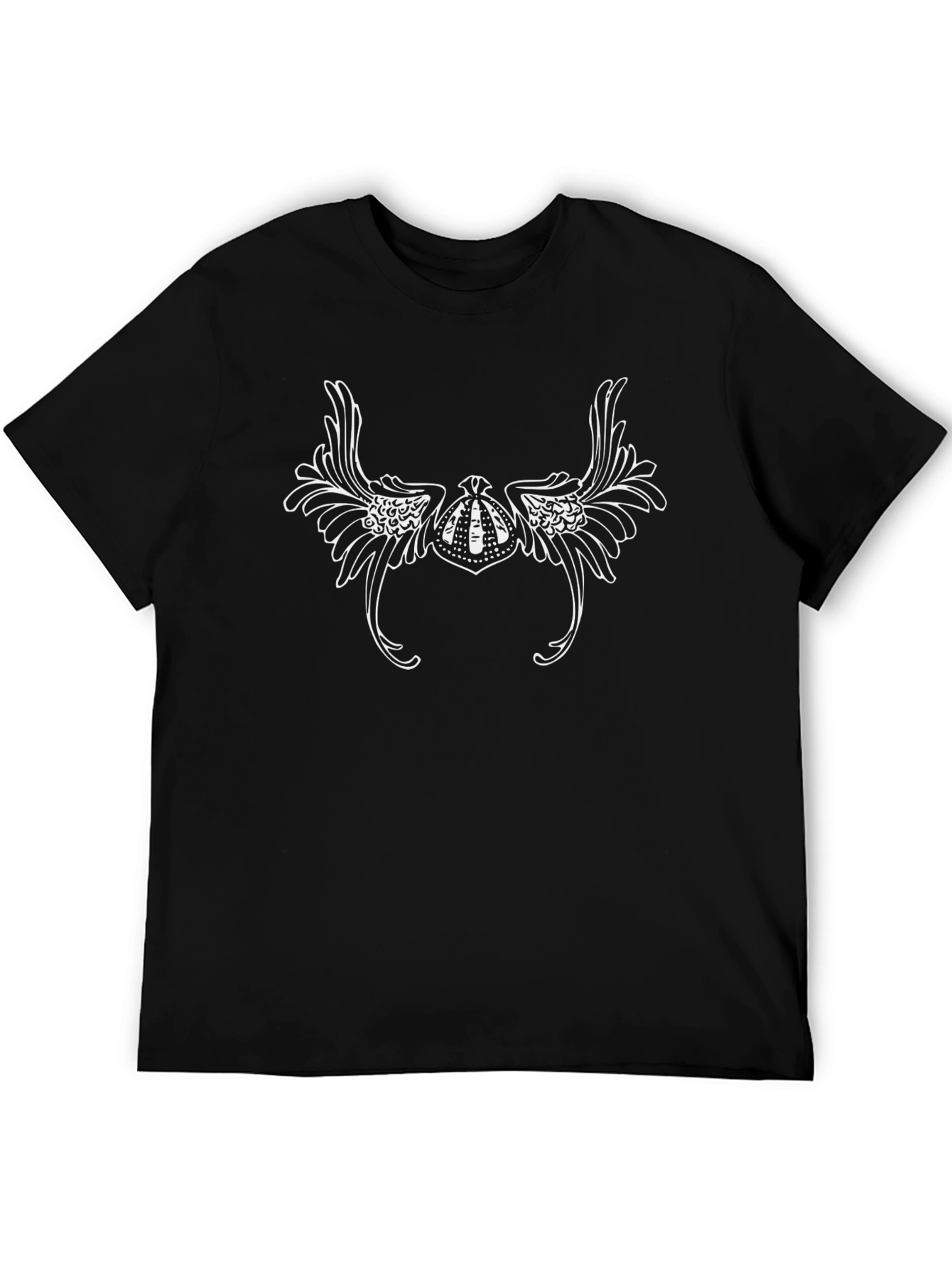 Winged Graphic Tee - Black Casual T-Shirt