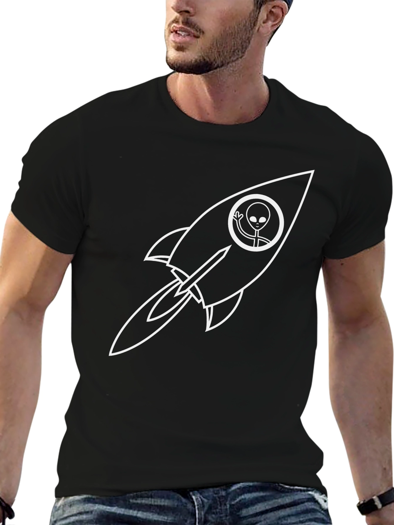 Alien Rocket Black T-Shirt