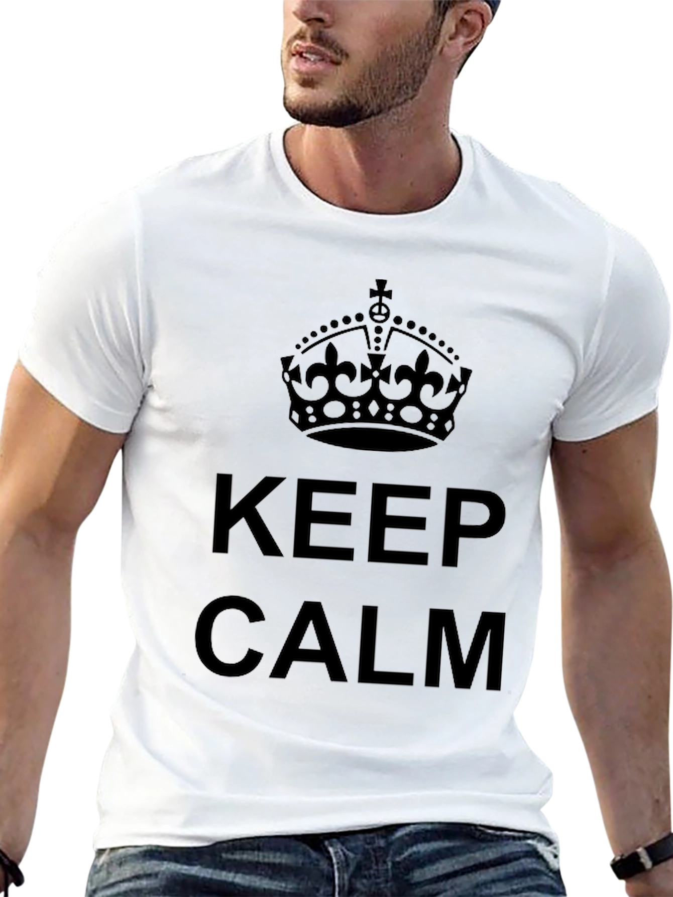 Keep Calm Crown Graphic Tee - Stylish Comfort
