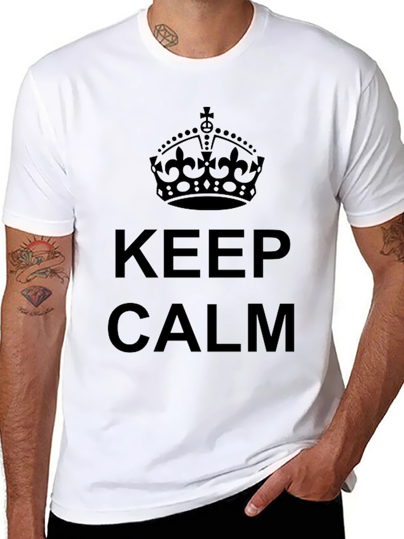Keep Calm Crown Graphic Tee - Stylish Comfort