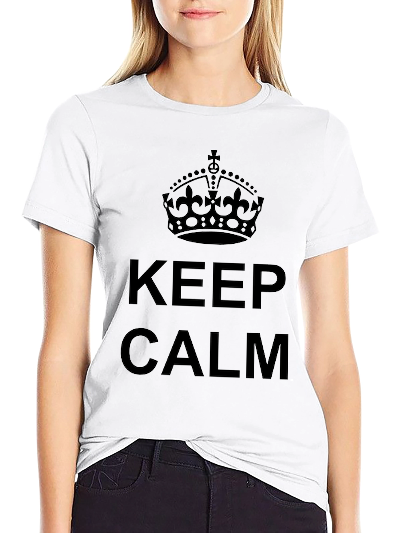 Keep Calm Crown Graphic Tee - Stylish Comfort