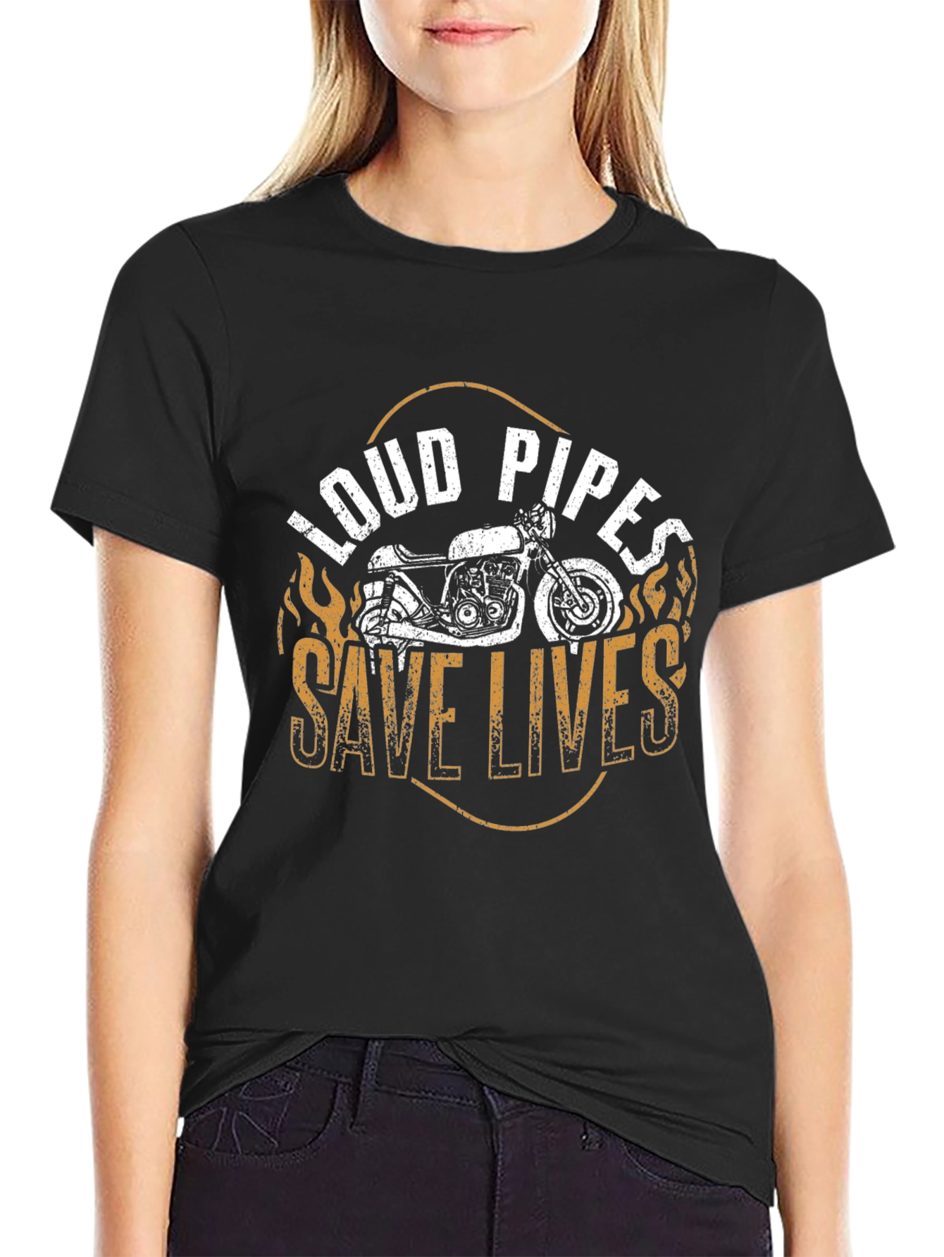 Loud Pipes Save Lives Black Graphic Tee