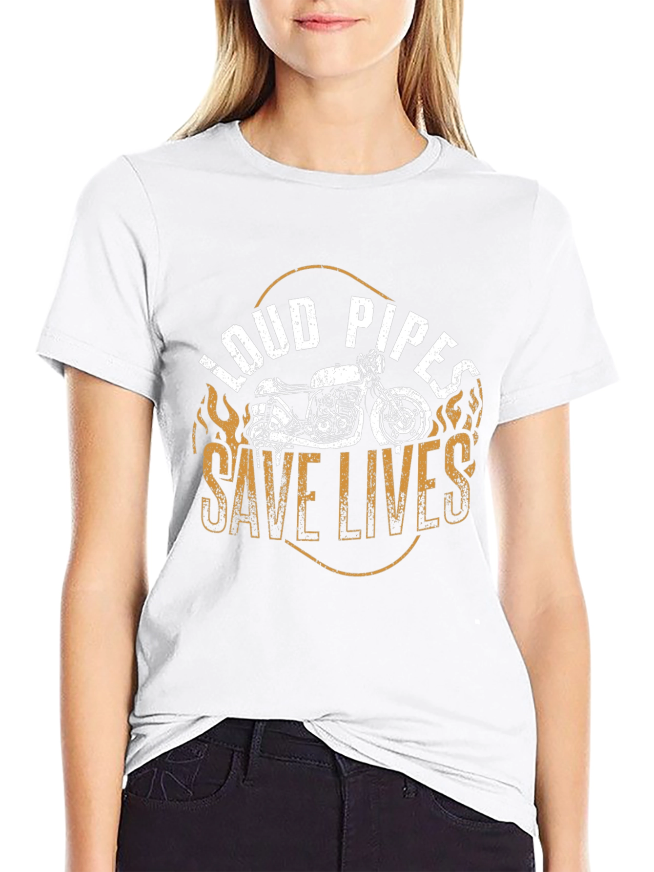 Loud Pipes Save Lives Black Graphic Tee