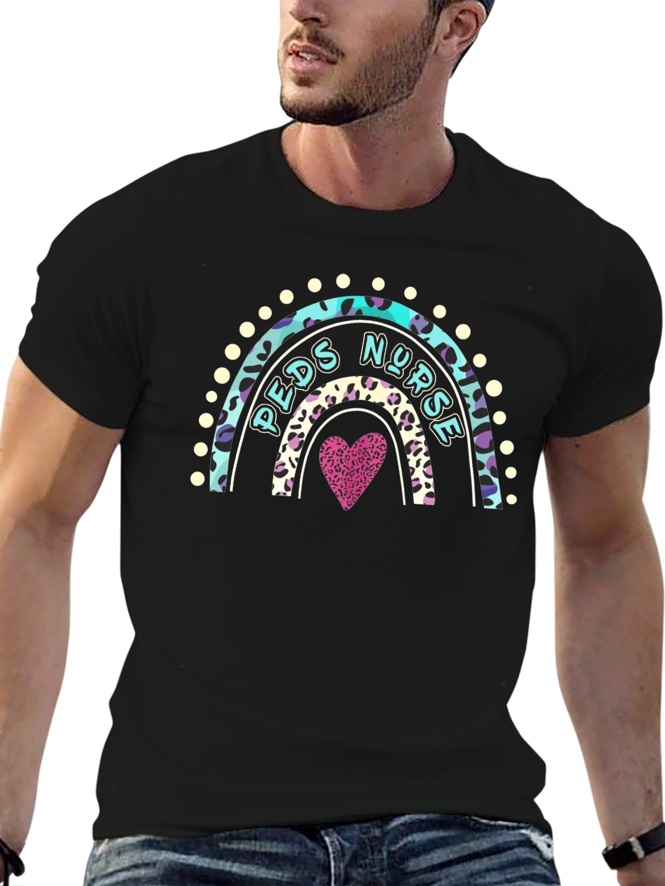 Peds Nurse Rainbow Graphic T-Shirt